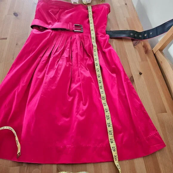 NY&C - Strapless Full Skirt Knee Length Cotton Dress - Pomegranate Red Size 4 - Picture 4 of 11